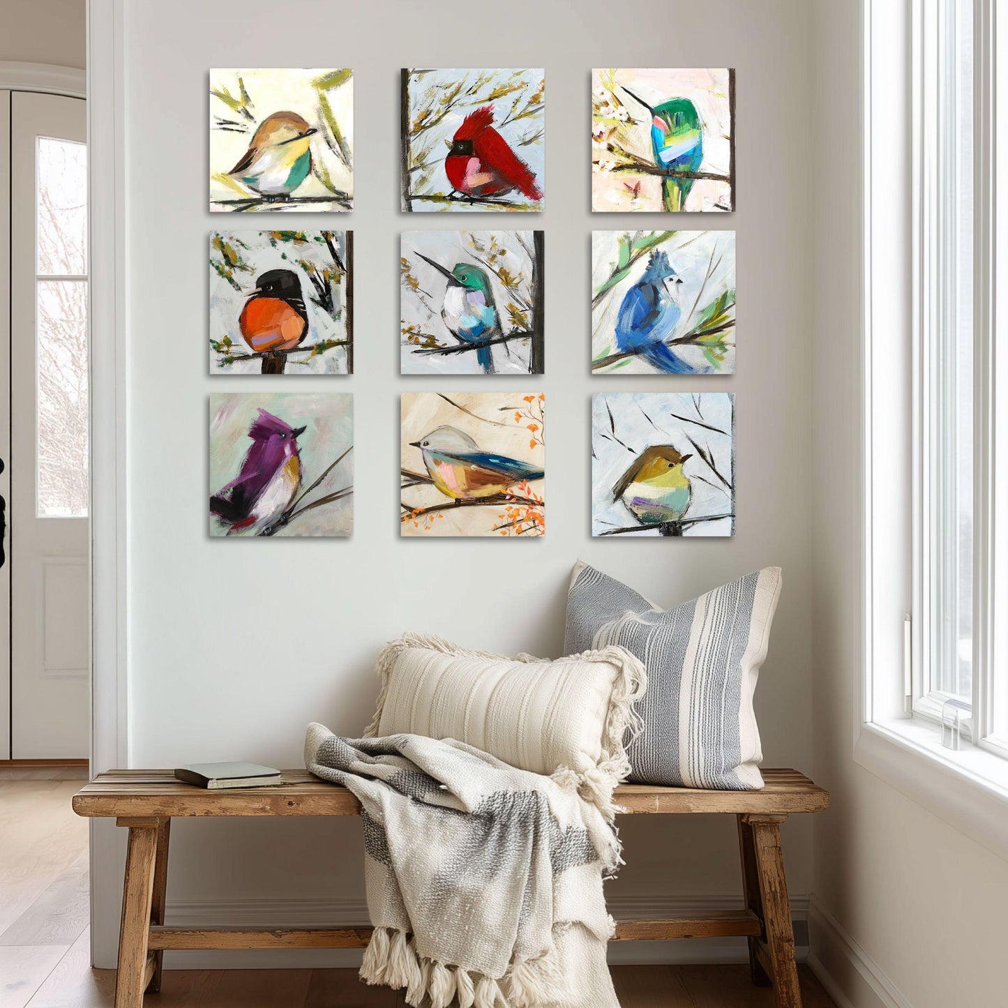 Coastal Hummingbird Art Print, Modern Bird Wall Art, Coastal Decor, Nature Inspired Artwork