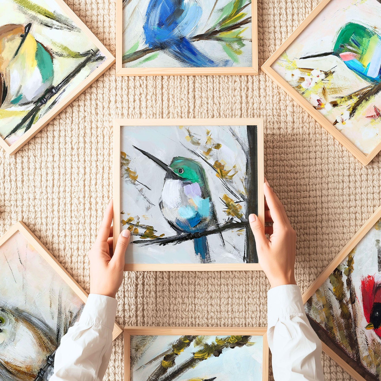 Coastal Hummingbird Art Print, Modern Bird Wall Art, Coastal Decor, Nature Inspired Artwork