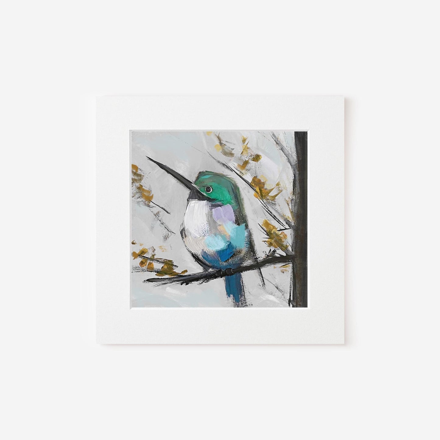 Coastal Hummingbird Art Print, Modern Bird Wall Art, Coastal Decor, Nature Inspired Artwork