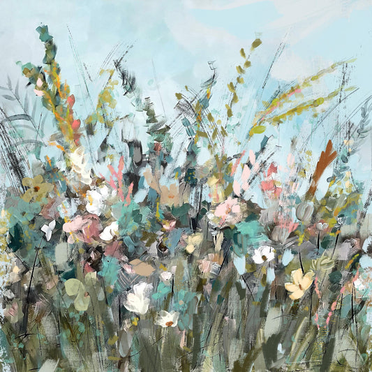 Wildflower Meadow Painting: Abstract Floral Landscape Art Print, SallieO