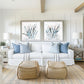 Blue Coastal Grasses Print Set, Blue Neutral Botanical Farmhouse Wall Artworks, Modern Beach Decor