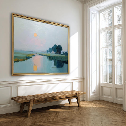 Coastal Marsh Sunset Art Print: Textured Pastel Landscape, SallieO