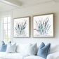Blue Coastal Grasses Print Set, Blue Neutral Botanical Farmhouse Wall Artworks, Modern Beach Decor