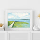 Chesapeake Bay Wall Art Print, Blue Green Marsh Landscape Painting, Modern Coastal Decor, Family Room Art