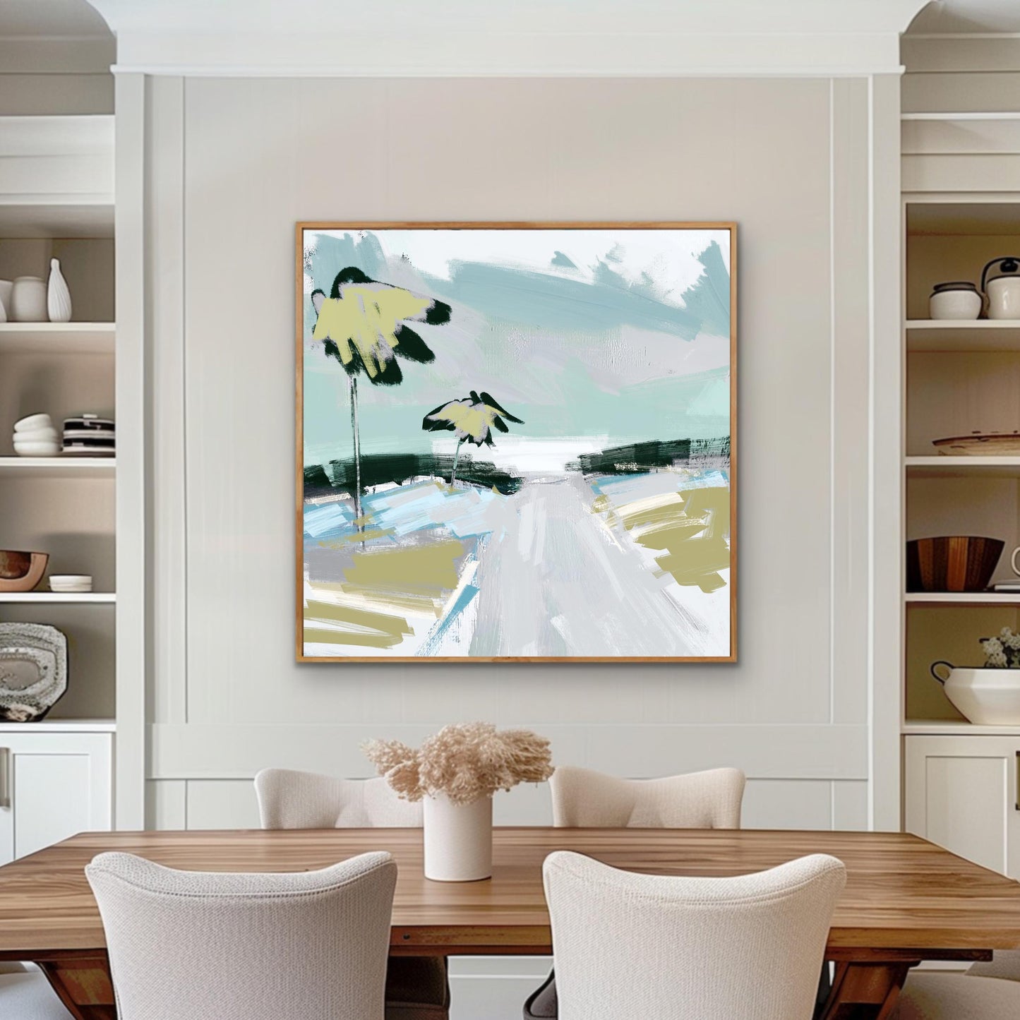 Abstract Coastal Palm Tree Print, Tropical Beach Wall Art, Modern Coastal Decor