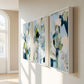 Coastal Abstract Print Set of Three, Large Contemporary Nautical Artworks for Beach House, Soft Blue and Sage Wall Art