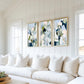 Coastal Abstract Print Set of Three, Large Contemporary Nautical Artworks for Beach House, Soft Blue and Sage Wall Art