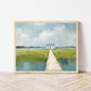 Coastal Marsh Landscape Art Print, Cottagecore Wall Art, Aqua Blue and Green Summer Painting, Boho Coastal Style, SallieO