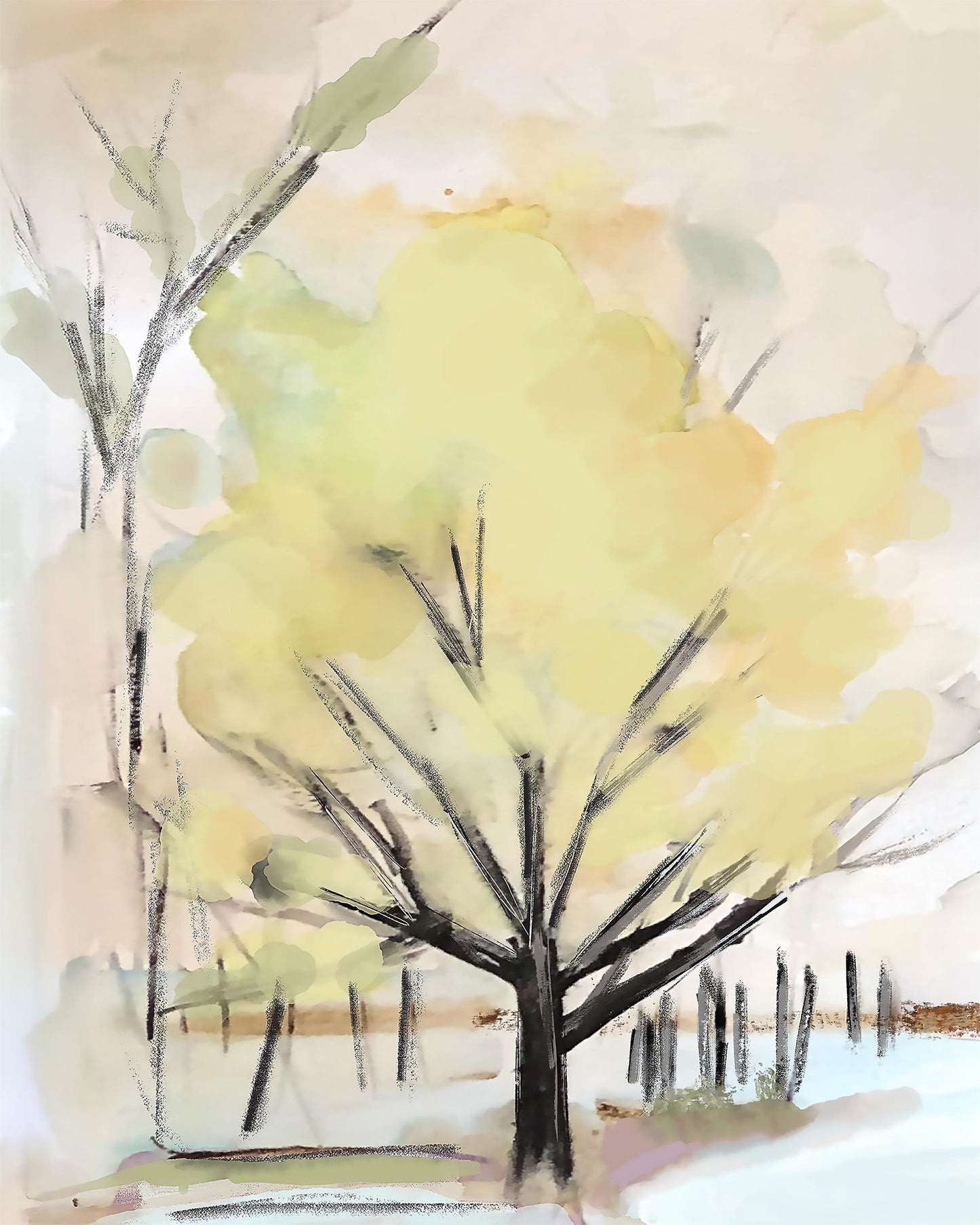 Watercolor Tree Print Set, Soft Pastel Wall Art, Abstract Nature Prints, Modern Botanical Decor, Set of 3 Tree Paintings