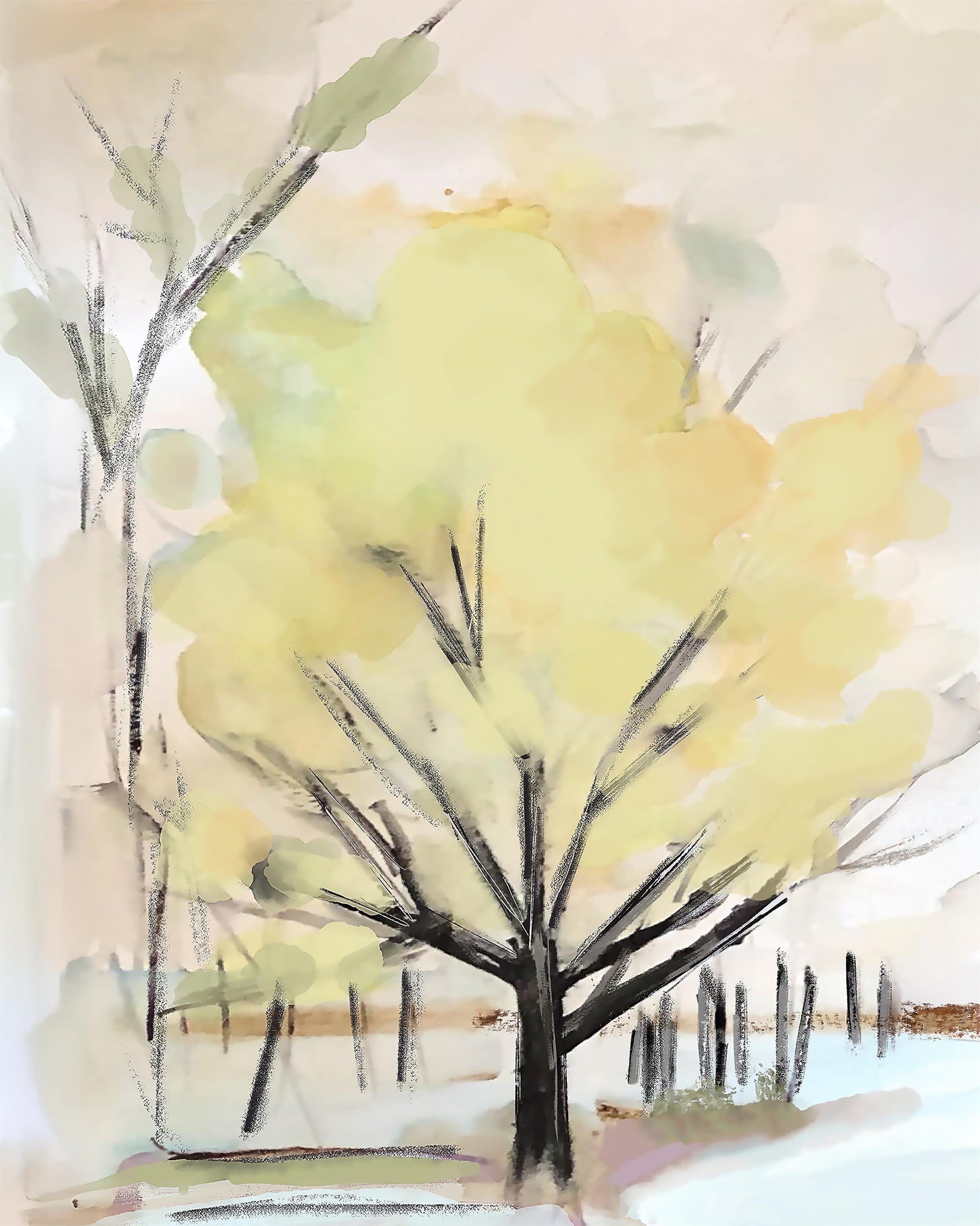 Watercolor Tree Print Set, Soft Pastel Wall Art, Abstract Nature Prints, Modern Botanical Decor, Set of 3 Tree Paintings