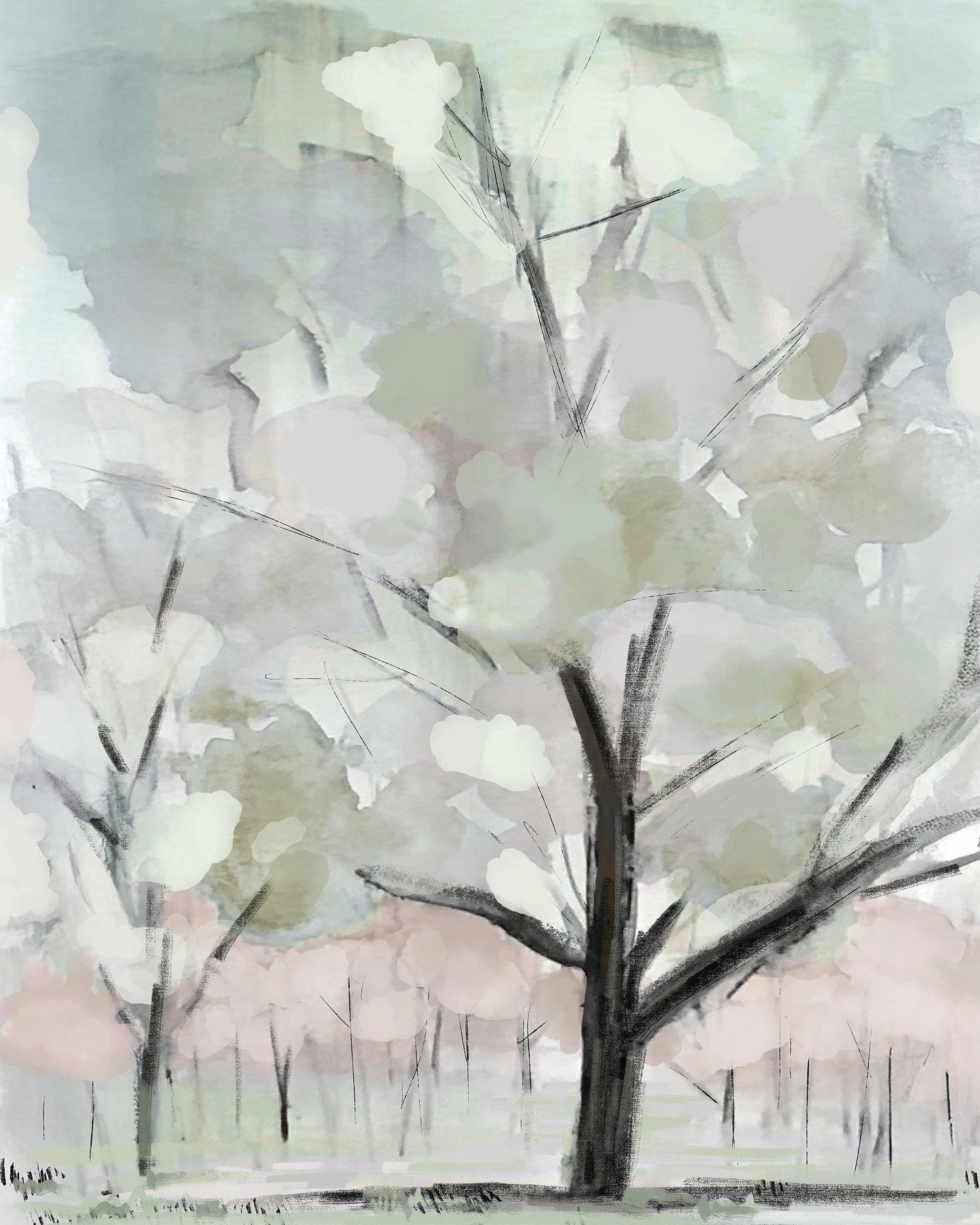 Watercolor Tree Print Set, Soft Pastel Wall Art, Abstract Nature Prints, Modern Botanical Decor, Set of 3 Tree Paintings