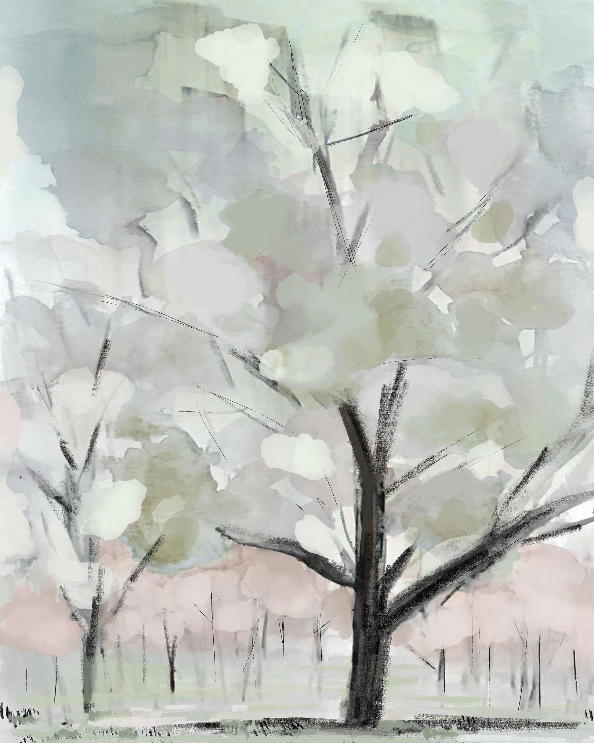 Watercolor Tree Print Set, Soft Pastel Wall Art, Abstract Nature Prints, Modern Botanical Decor, Set of 3 Tree Paintings