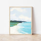 Abstract Coastal Landscape Art Print, Modern Beach House Decor, Minimalist Seascape Painting, Blue and Green Ocean Art