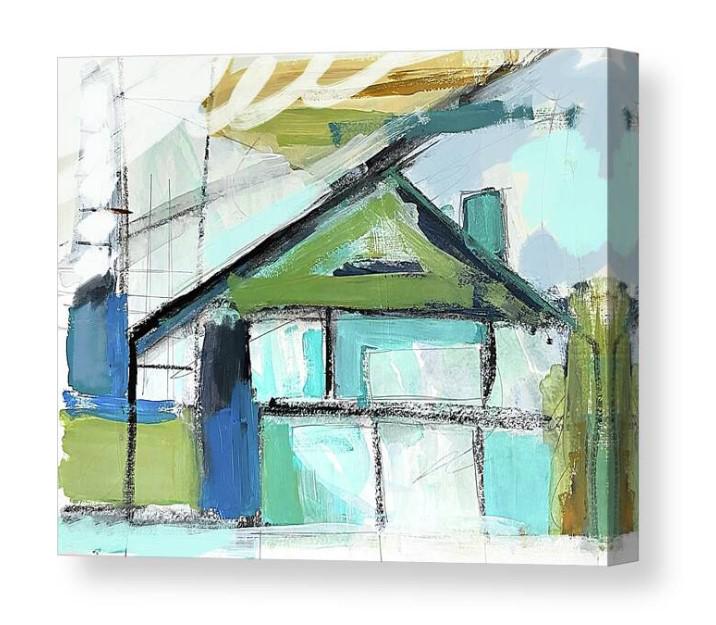 Abstract Beach House Art Print, Modern Coastal Home Decor, Blue and Green Contemporary Art