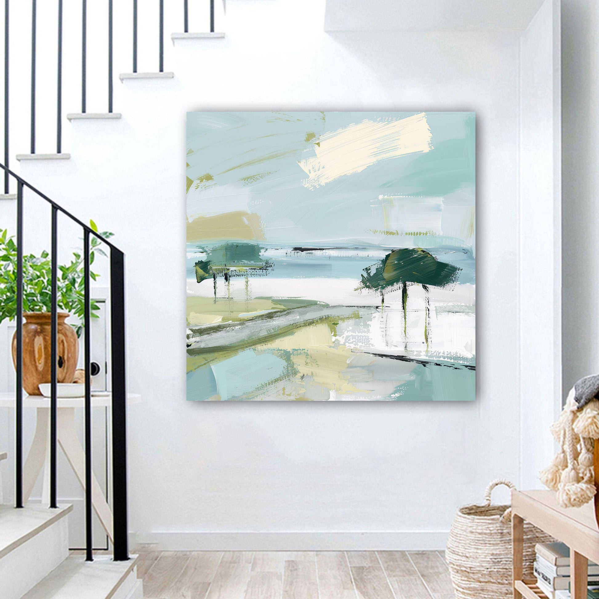 Beach Abstract Palm Tree Print, Tropical Coastal Wall Art, Modern Beach Decor