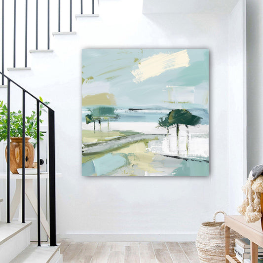 Beach Abstract Palm Tree Print, Tropical Coastal Wall Art, Modern Beach Decor