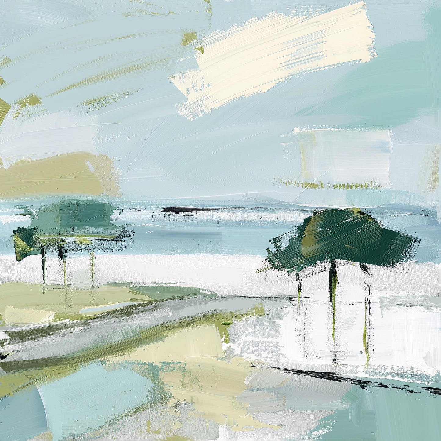 Beach Abstract Palm Tree Print, Tropical Coastal Wall Art, Modern Beach Decor
