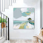 Abstract Coastal Landscape Print, Blue Green Tropical Beach Wall Art, Modern Beach House Decor