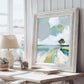 Abstract Coastal Landscape Print, Blue Green Tropical Beach Wall Art, Modern Beach House Decor