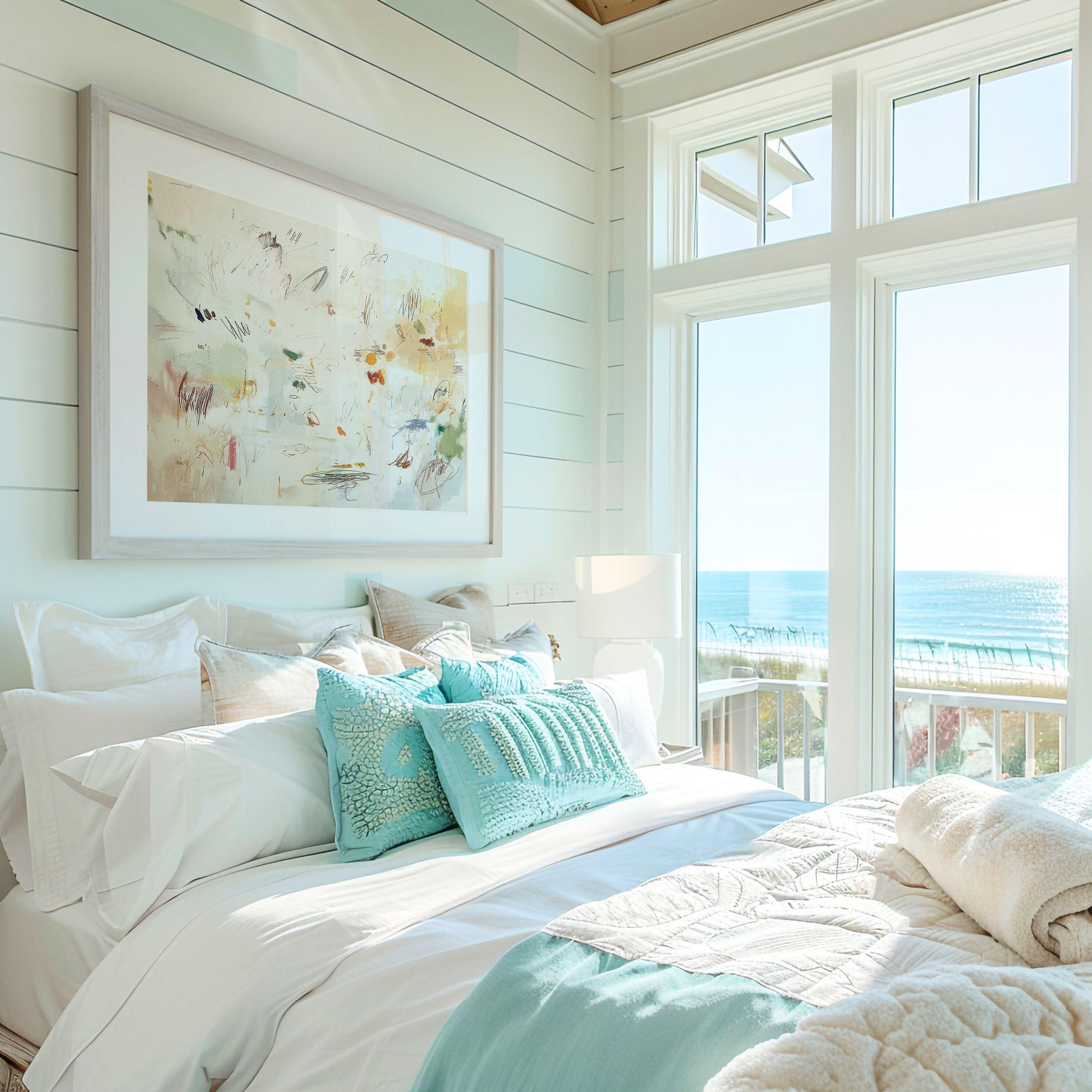Abstract Beach Art Print, Neutral Coastal Minimalist Painting, Modern Beach House Decor,