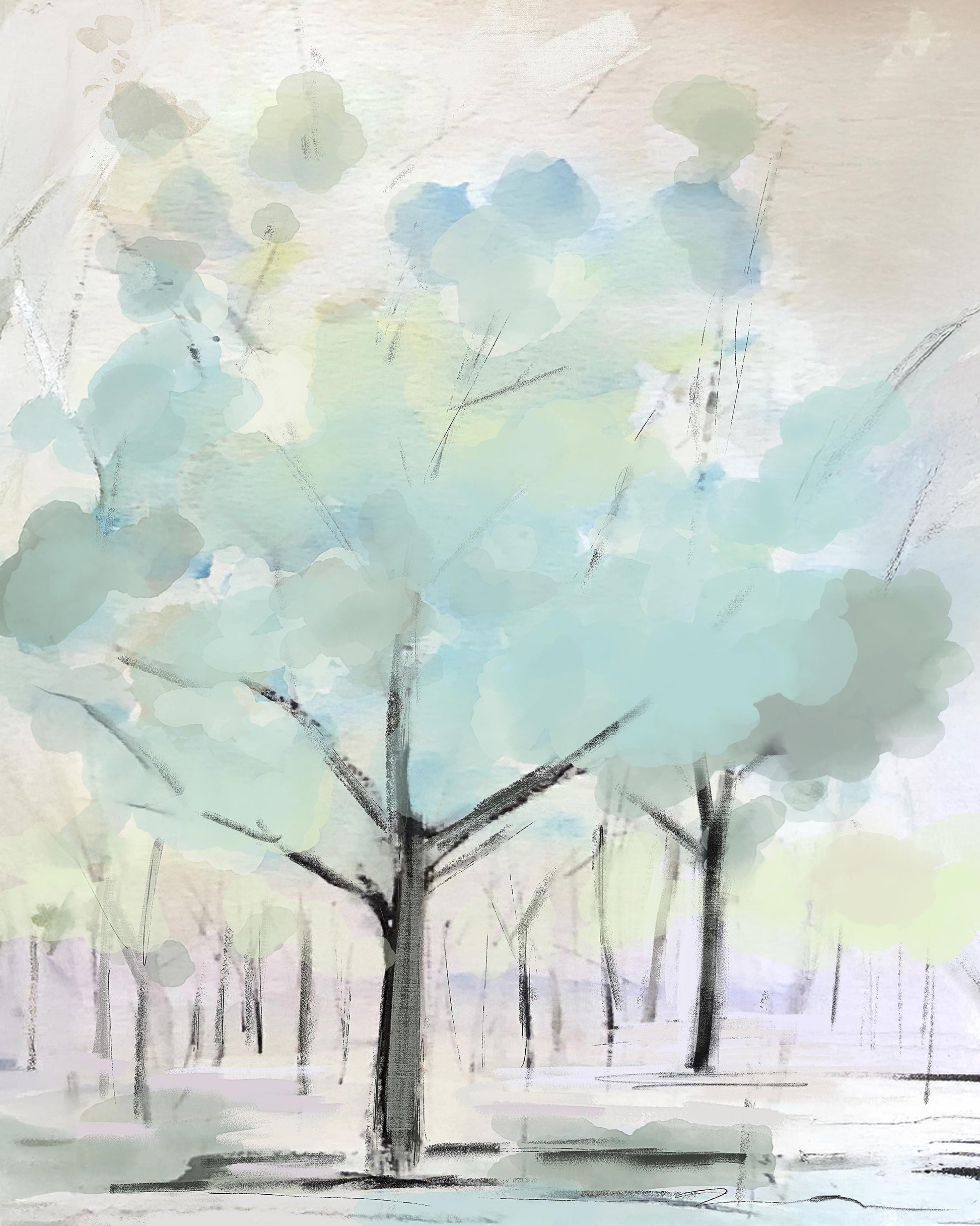 Watercolor Tree Print Set, Soft Pastel Wall Art, Abstract Nature Prints, Modern Botanical Decor, Set of 3 Tree Paintings