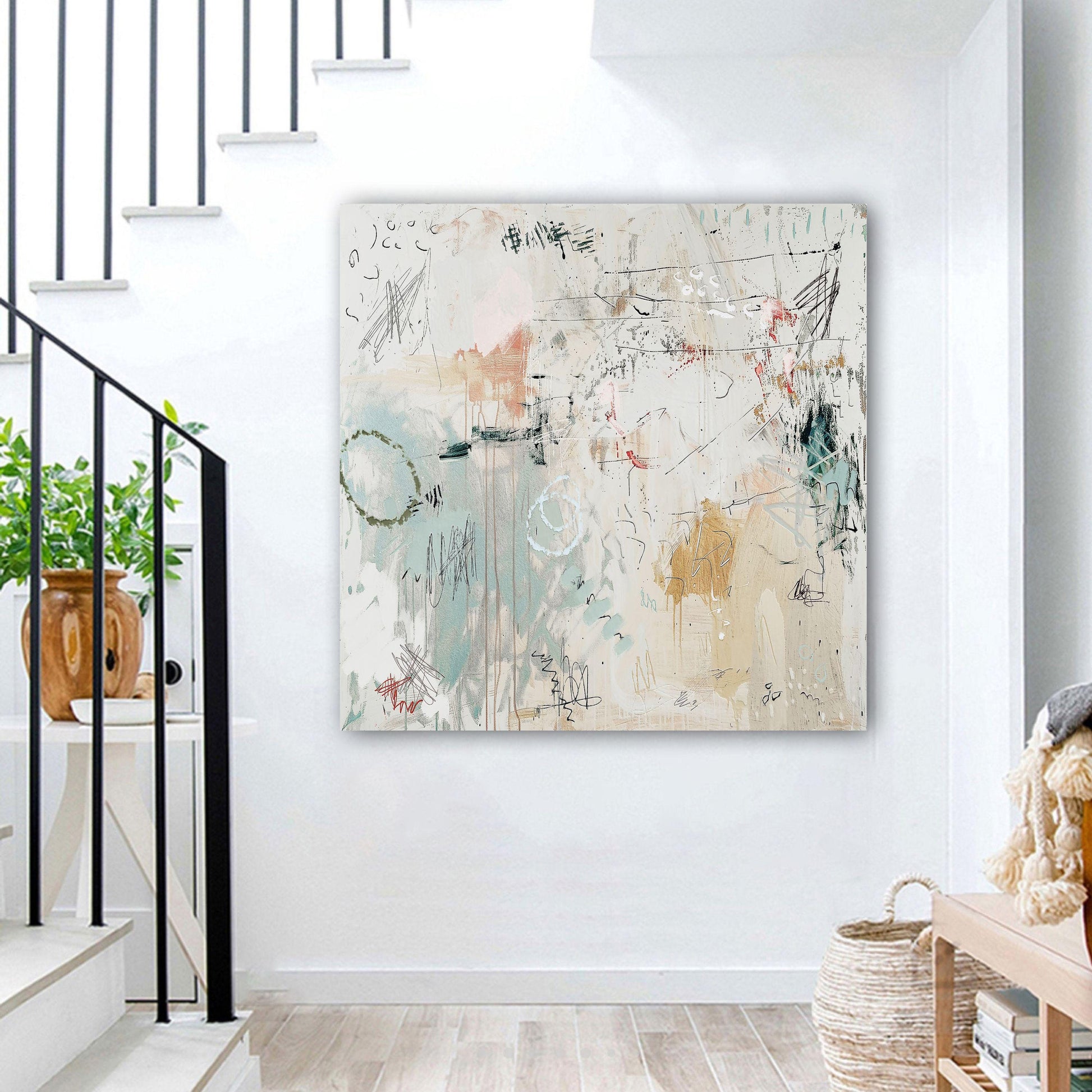Coastal Abstract Wall Art Print, Neutral Beach House Decor, Modern Ocean Inspired Minimalist Art,