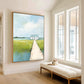 Coastal Home Art Print, Marshland Painting in Soft Blue and Green Tones, Modern Beachouse Decor, Large Vertical Artwork