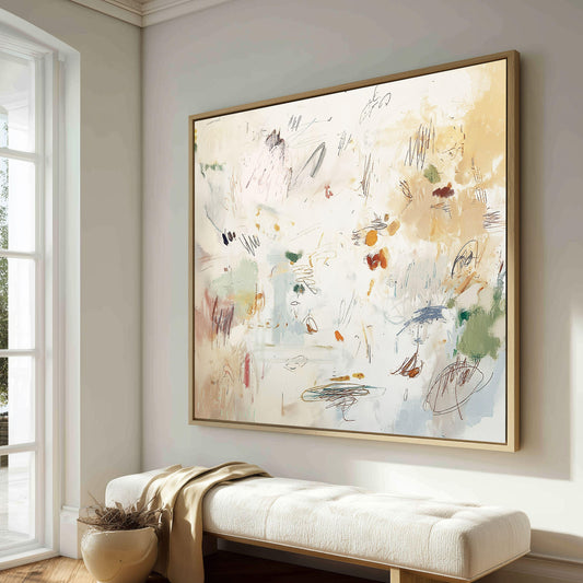 Abstract Beach Art Print, Neutral Coastal Minimalist Painting, Modern Beach House Decor,