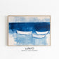 Blue Abstract Coastal Wall Art Print, Minimalist Boat Painting, Nautical Navy Blue Decor, Modern Beach House Art