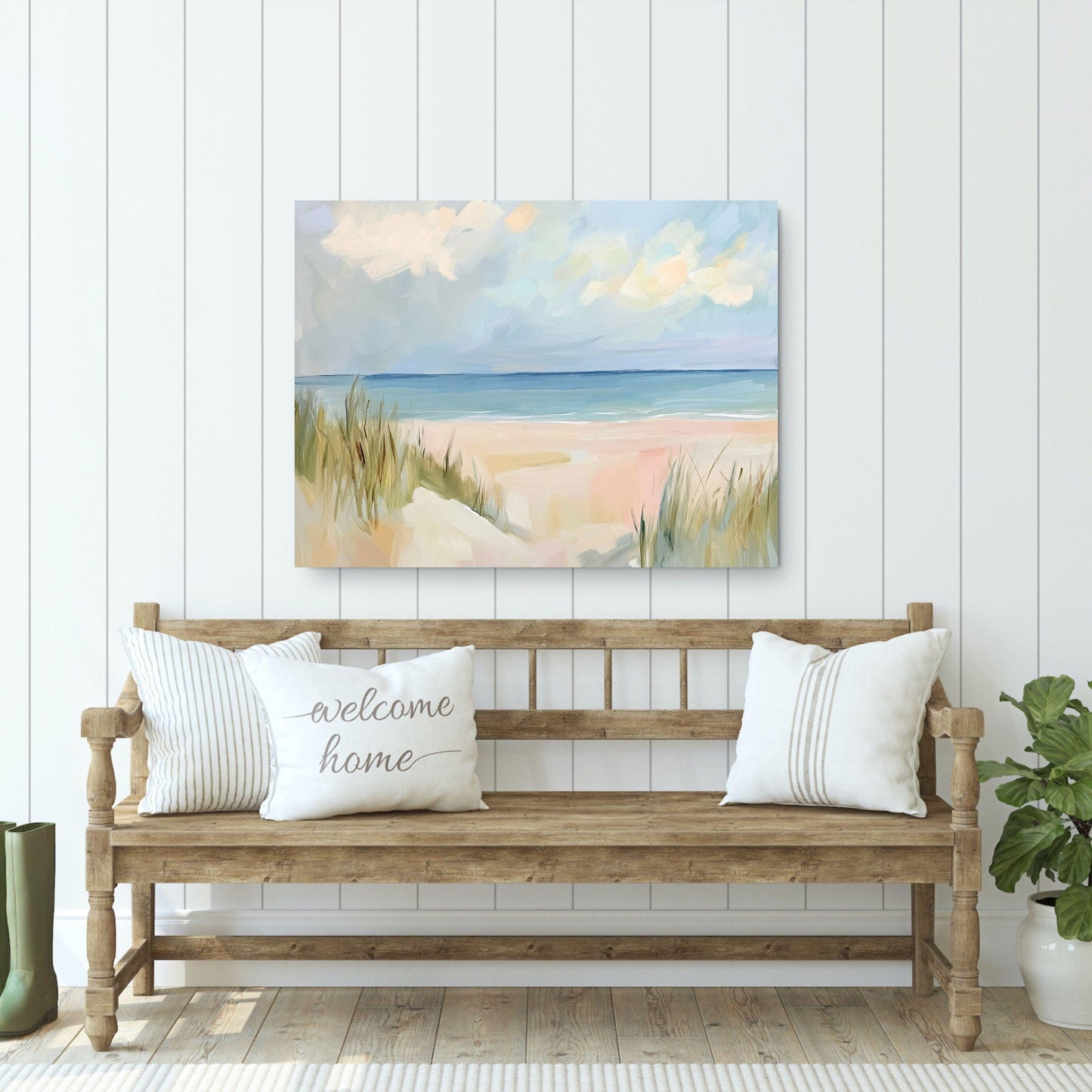 Coastal Beach Landscape Art Print, Pastel Ocean Seascape, Calm Shore Wall Art, Minimalist Coastal Decor, Of Salt and Sand