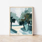 Abstract Seascape Wall Art Print, Modern Beach House Decor, Coastal Palm Tree Painting, Palm Shadows 2