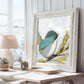 Blue Songbird Art Print, Cottage Wall Decor, Soft Pastel Bird Painting, Coastal Nature Artwork, Blue Wren 4