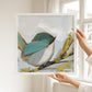 Blue Songbird Art Print, Cottage Wall Decor, Soft Pastel Bird Painting, Coastal Nature Artwork, Blue Wren 4