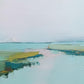 Coastal Sunset Wall Art, Minimal Teal Landscape Print, Calm Water Reflection, Modern Lakehouse Decor, The Stillness No. 1 Vertical Artwork