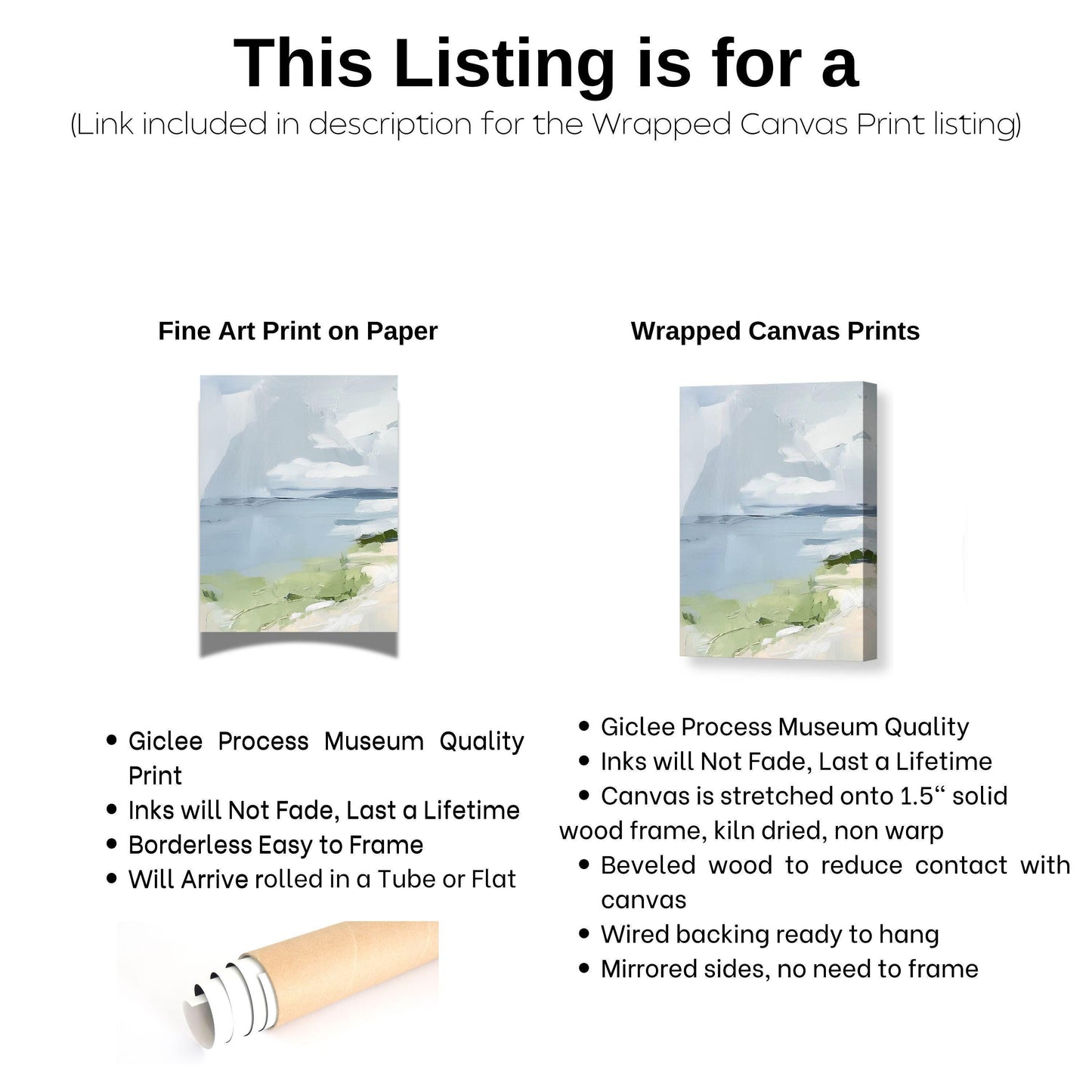 Ocean Shoreline Art Print No. 5, Beach Landscape Wall Art, Neutral Tone Coastal Painting, SallieO