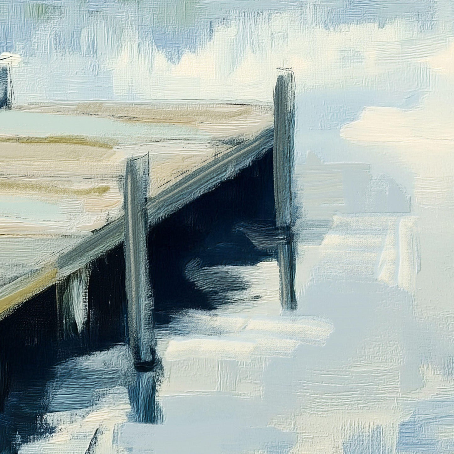 Dock on the Lake Wall Art Print, Impressionistic Landscape Painting, Serene Lake House Decor, Dockside
